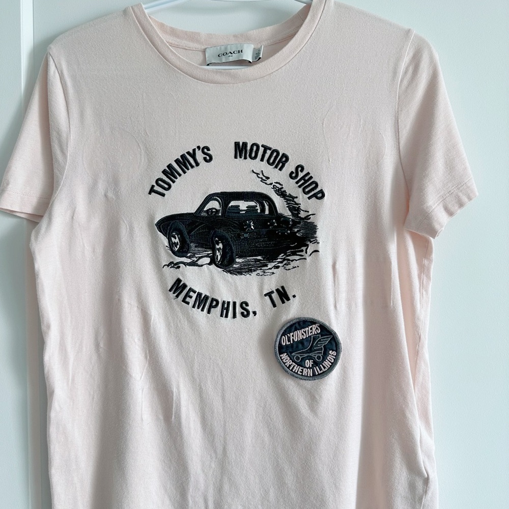 Coach Pink Tommy’s Motor shop Vintage Graphic T-Shirt Women size XS